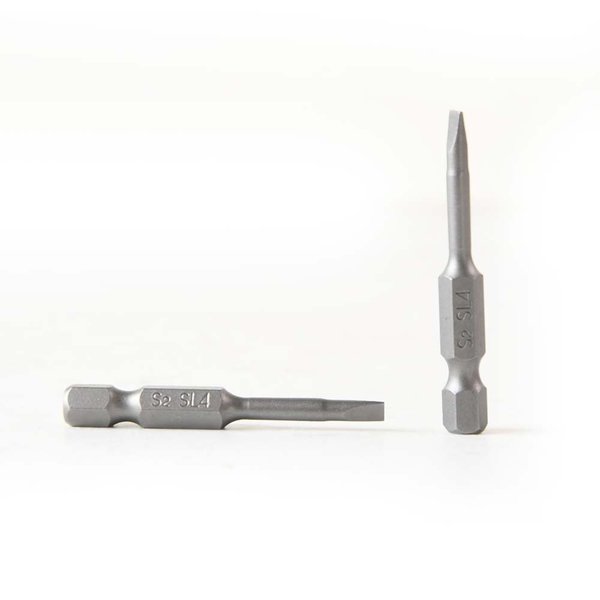 Superior Steel Single End Slotted Screwdriver Bits - 2 Inch Long - 4mm Wide Slot, PK 25 BS204-25PK